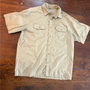 Carhartt tan khaki button up collared shirt relaxed fit size XXL